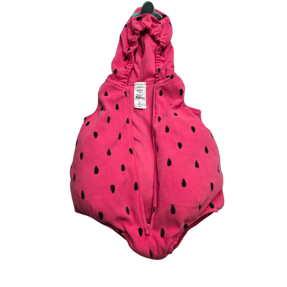 Carters Watermelon Halloween Costume‎ 3pc Set Fleece Vest Shirt Tights Pink 6-9M - Picture 4 of 10